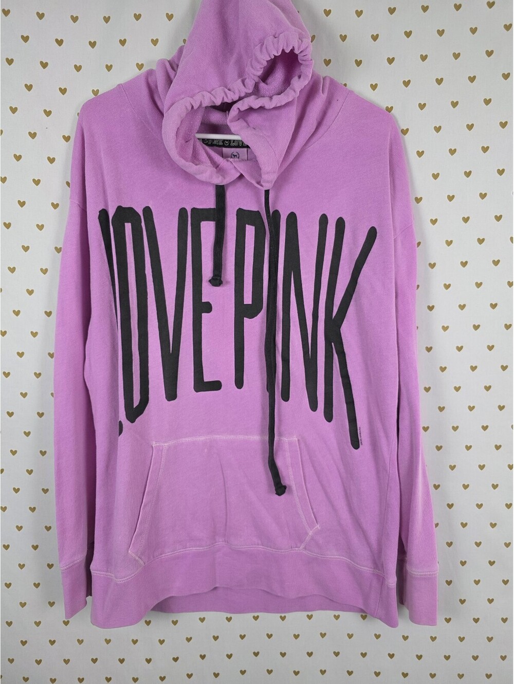 Victorias Secret Pink Vintage Y2k Purple Pullover Love Hoodie Sweater Medium